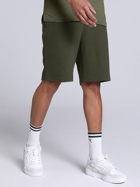 Puma Ottoman Olive Cotton Regular Fit Self Pattern Shorts-picture-45