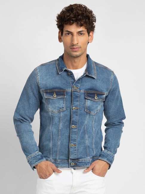 Spykar Blue Slim Fit Denim Jacket