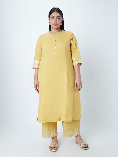 Diza Curves by Westside Yellow A-Line Kurta Price in India