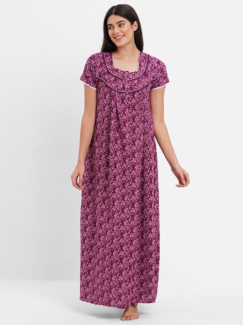 Buy Sweet Dreams Purple Floral Print Nighty for Women Online @ Tata CLiQ