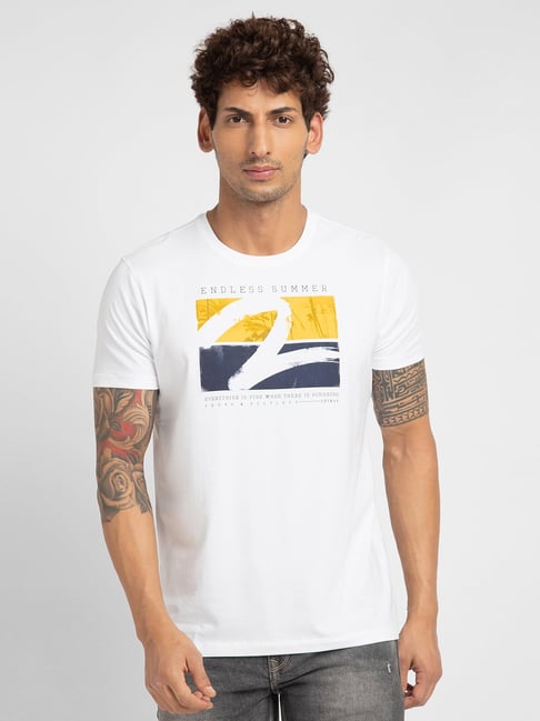 spykar white t shirt