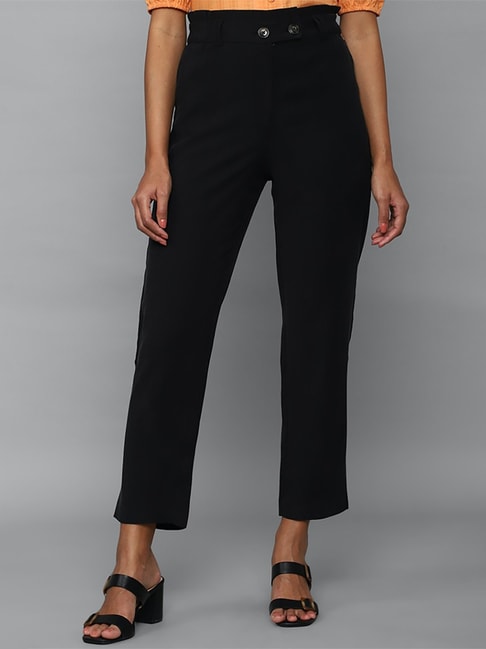 Buy ALLEN SOLLY Black Women's 2 Pocket Solid Formal Trousers | Shoppers Stop