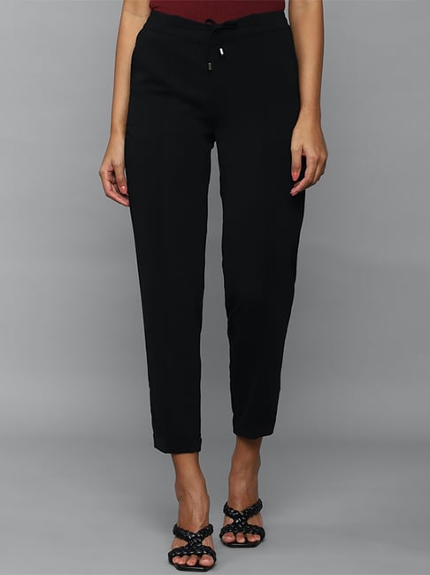 Buy Men Black Regular Fit Solid Business Casual Trousers Online - 262055 | Allen  Solly