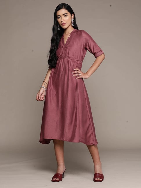 aarke Ritu Kumar Maroon A Line Dress Price in India