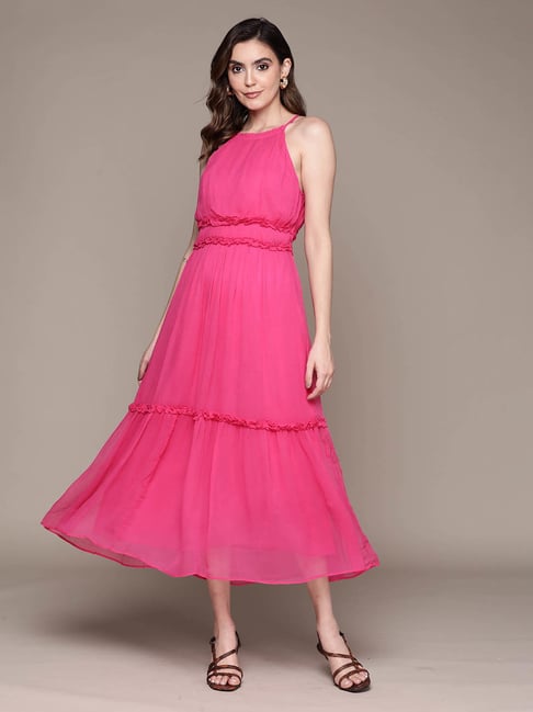 Label Ritu Kumar Fuchsia Fit Flare Dress