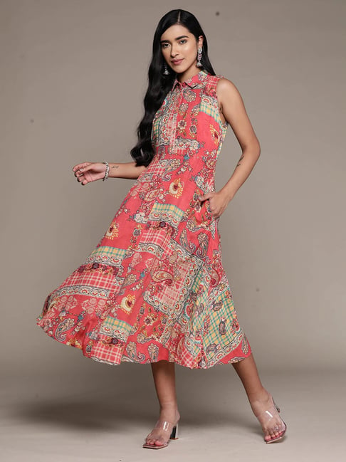 Buy aarke Ritu Kumar Pink Printed Midi Dress for Women s Online