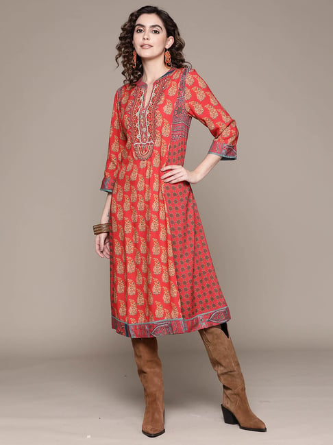 aarke Ritu Kumar Red Printed Midi Dress Price in India