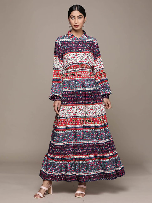 Label Ritu Kumar Multicolor Geometric Print Maxi Dress Price in India