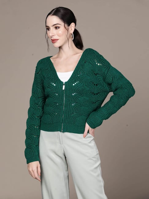 aarke Ritu Kumar Green Self Design Cardigan