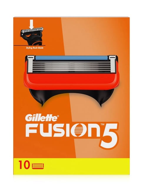 Gillette Fusion Manual Blades for Men with Styling Back Blade - Pack of 10