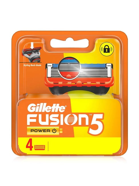 Gillette Fusion Power Blades for Men with Styling Back Blade - Pack of 4