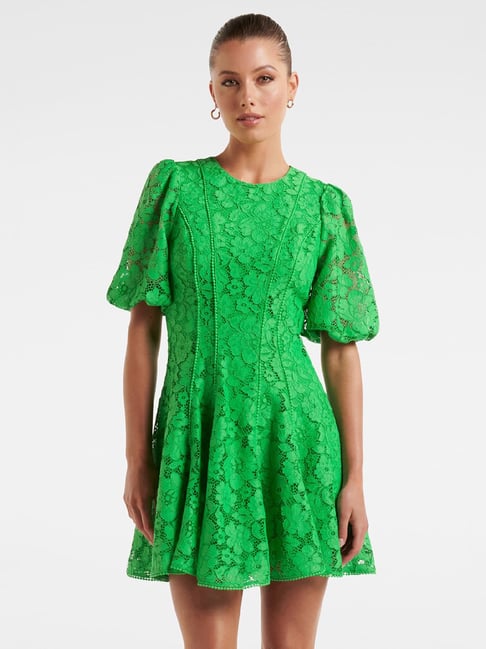 Forever New Green Lace Skater Dress Price in India