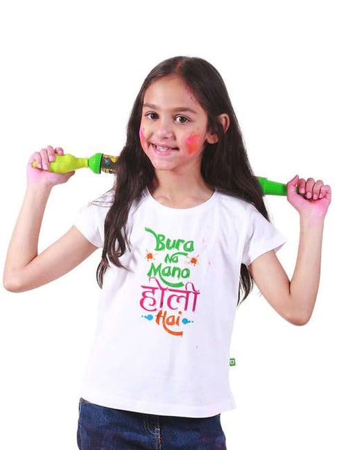 Bonkids White Cotton Bura Na Mano Printed T-Shirt-picture-24