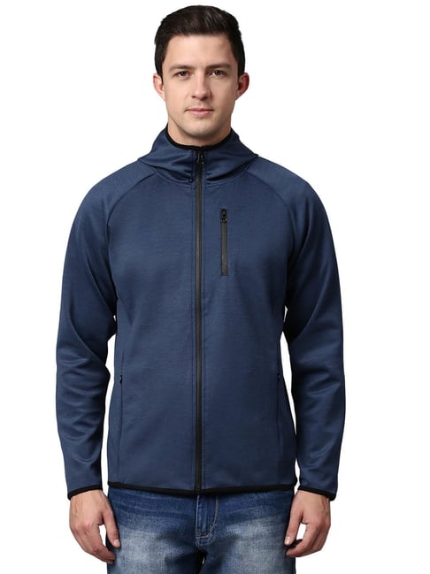 Slowave Navy Regular Fit Hooded Jacket-picture-16