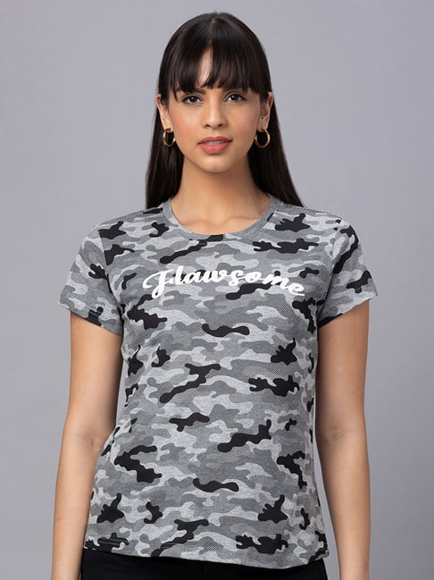 Globus Black Cotton Camo Fladge T-Shirt