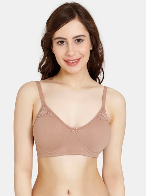 Rosaline by Zivame Brown Lace Half Coverage Double Layered T-Shirt Bra