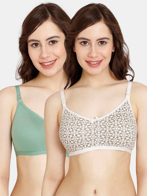 Rosaline by Zivame Assorted Printed Half Coverage Double Layered T-Shirt Bra  - Pack of 2