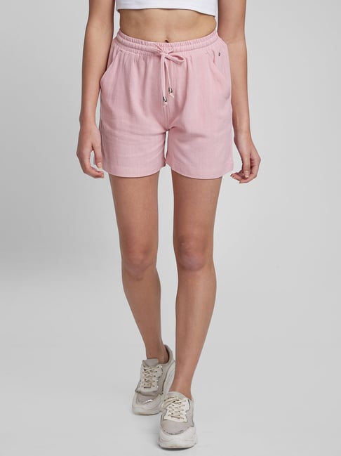 Spykar Pink Mid Rise Shorts-picture-11