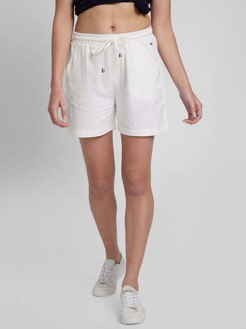 Spykar White Mid Rise Shorts-picture-23