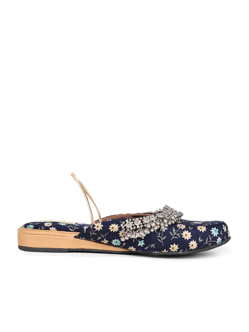 The Desi Dulhan Women's Blue Mule Shoes Price in India