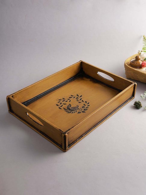 Aapno Rajasthan Brown Wooden Serving Tray-picture-17