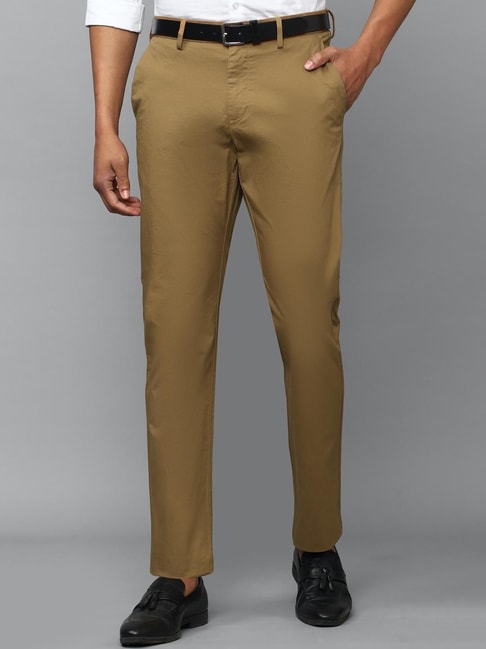 Buy Allen Solly Men Pink Slim Fit Solid Formal Trousers Online