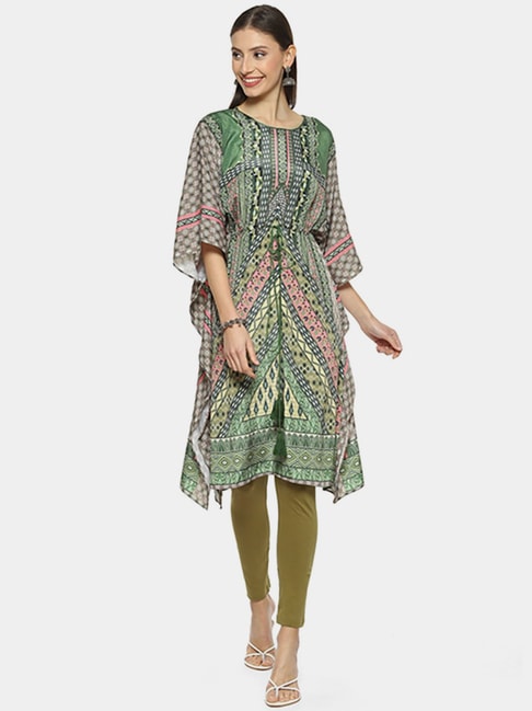 Biba Green Printed Kaftan Leggings Set Price in India