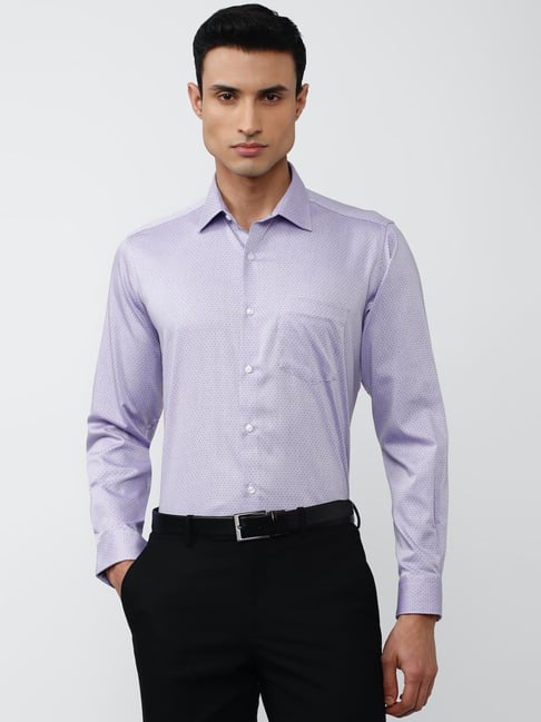 Van Heusen Purple Cotton Regular Fit Printed Shirt