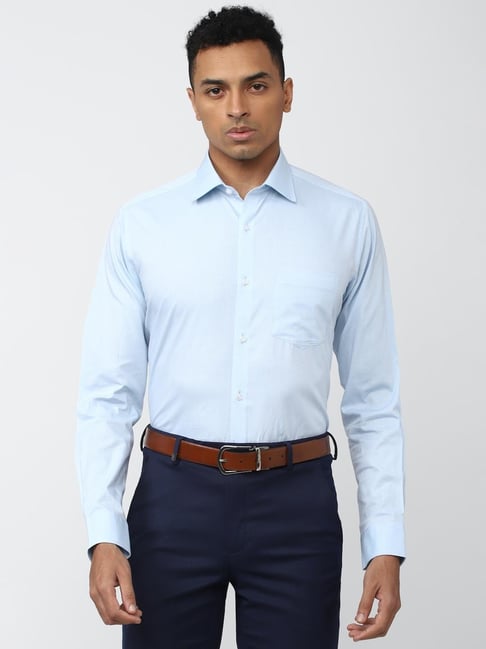 Van Heusen Blue Cotton Regular Fit Printed Shirt