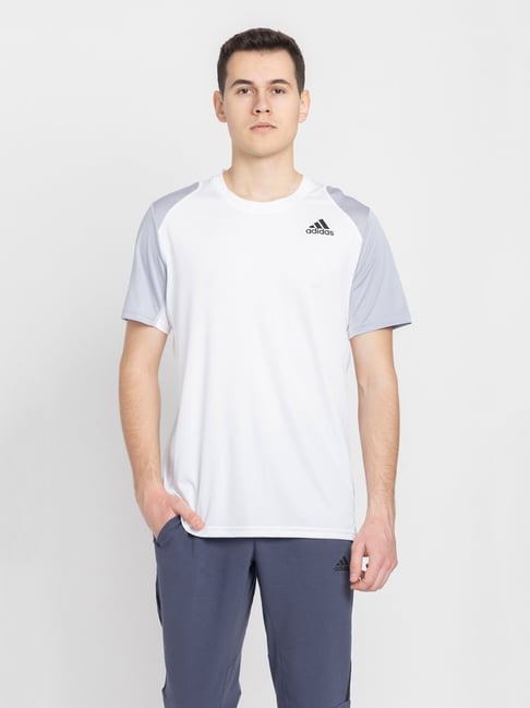 adidas White Regular Fit Round Neck Sports T-Shirt