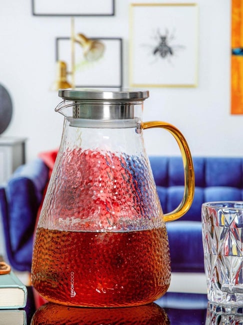 Goodhomes Transparent & Silver Glass Serving Jug (1.6 L)