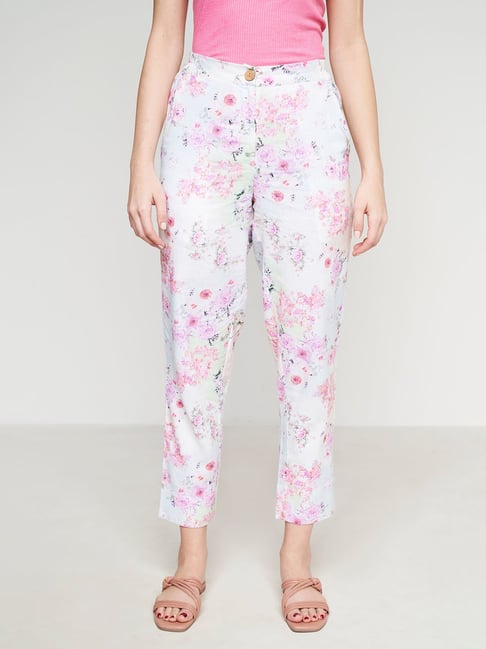 Buy online Yellow Floral Flat Front Trouser from bottom wear for Women by  Wuxi for ₹399 at 80% off | 2024 Limeroad.com