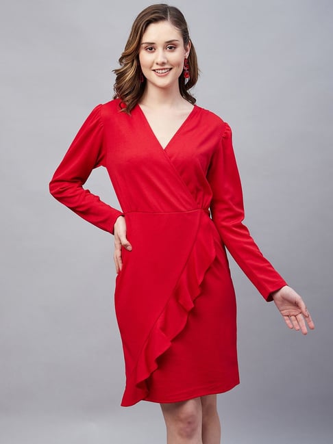 Carlton London Red Wrap Dress