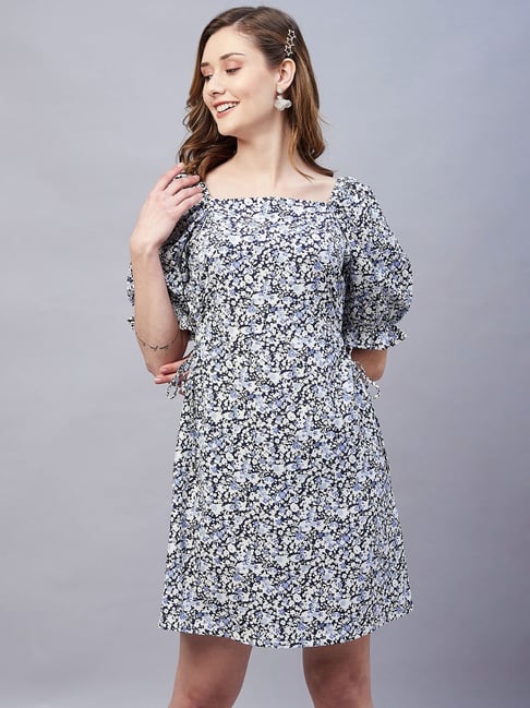 Marie Claire Navy Floral Print Shift Dress
