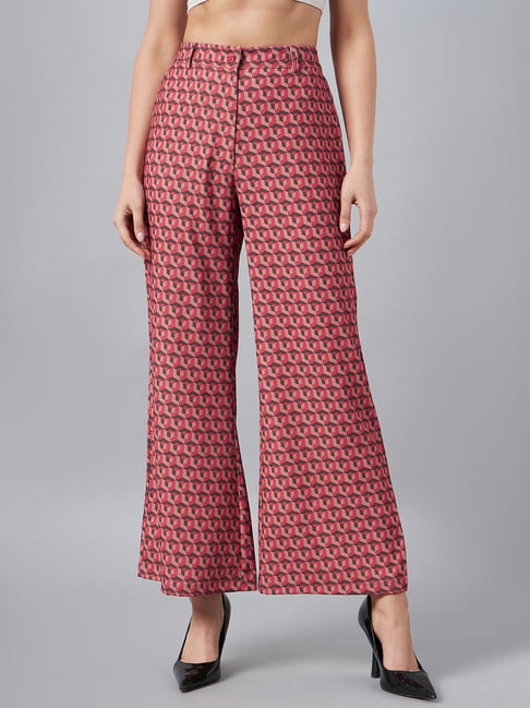 Palazzo trousers  Plum purpleFloral  Ladies  HM IN