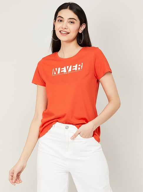 Fame Forever by Lifestyle Red Cotton Regular Fit Top