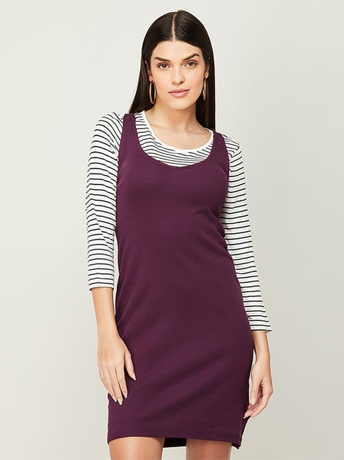 Code by Lifestyle Purple Cotton A-Line Dress Price in India
