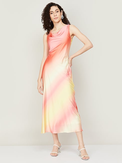 Code by Lifestyle Pink Printed A-Line Dress Price in India