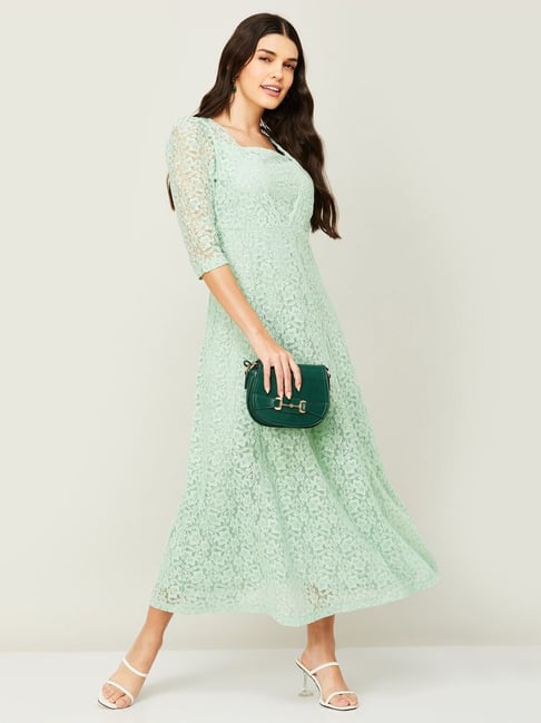 Digital Printed Rayon Dress in Pastel Green : TCH156