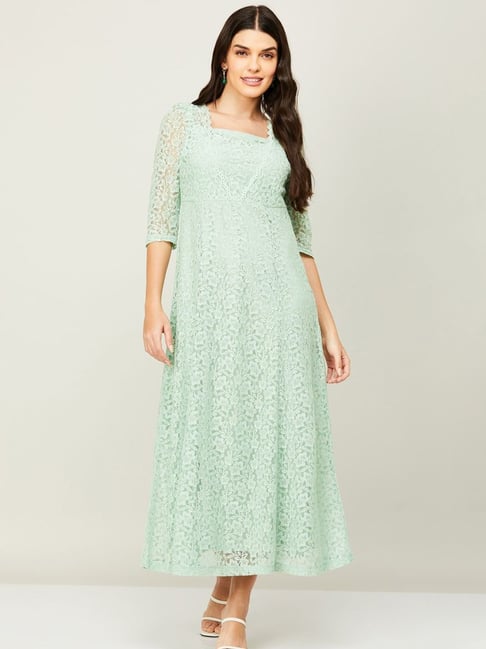 Code by Lifestyle Mint Green A-Line Dress Price in India