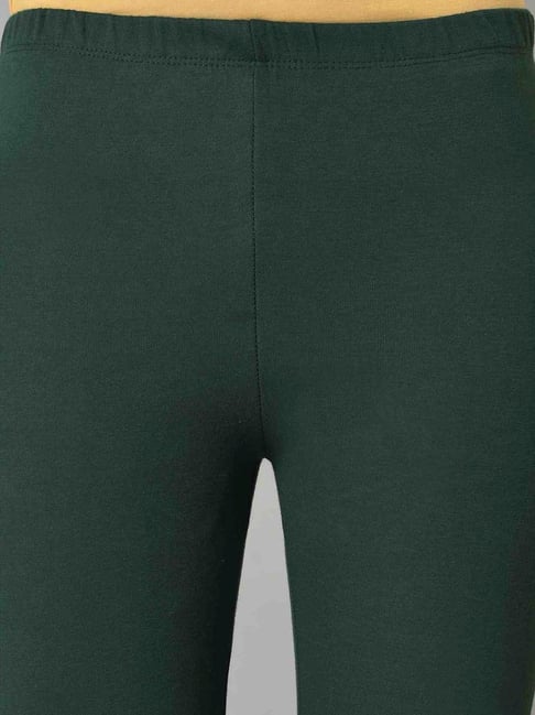 Buy W Light Green Solid Knitted Women's Leggings at Redfynd