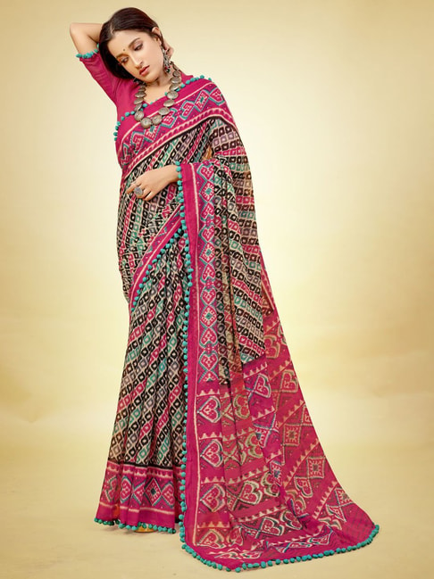 Saree Mall Pink Embellished Saree With Unstitched Blouse Price in India