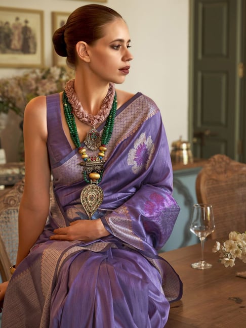 Buy Interesting Purple Woven Paithani Silk Wedding Wear Saree - Zeel  Clothing