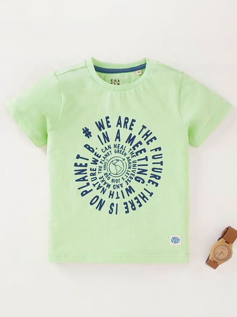 Ed-a-Mamma Kids Light Green Printed T-Shirt-picture-47