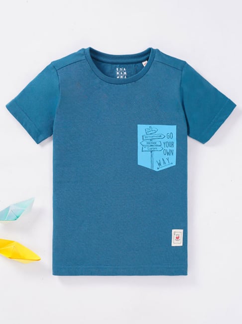 Ed-a-Mamma Kids Blue Solid T-Shirt-picture-45