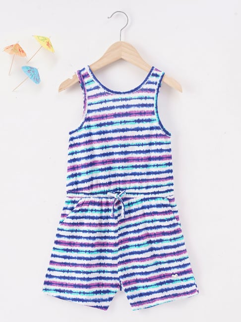 Ed-a-Mamma Kids White Printed Jumpsuit