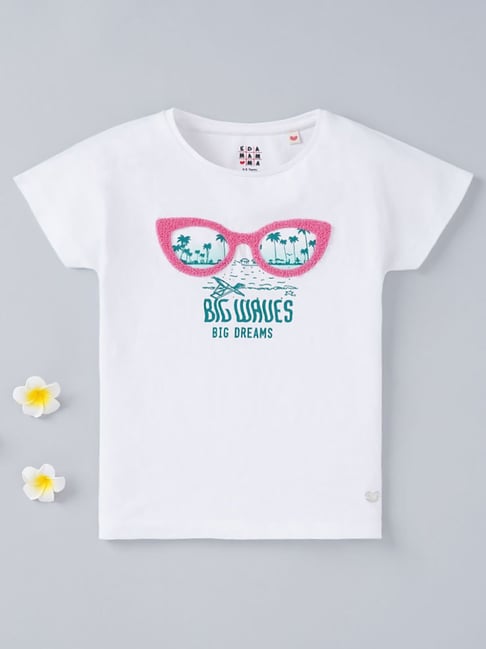Ed-a-Mamma Kids White Embroidered T-Shirt-picture-37