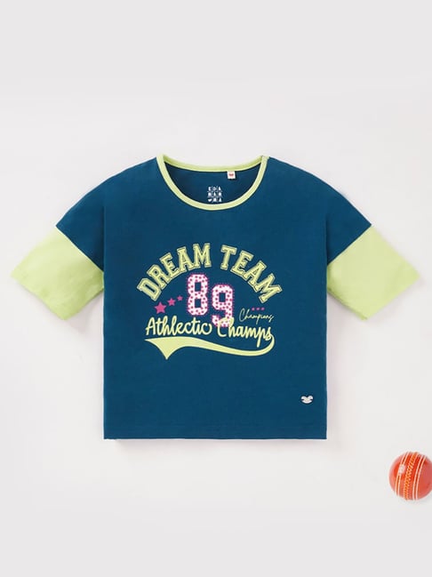 Ed-a-Mamma Kids Teal Printed T-Shirt-picture-22