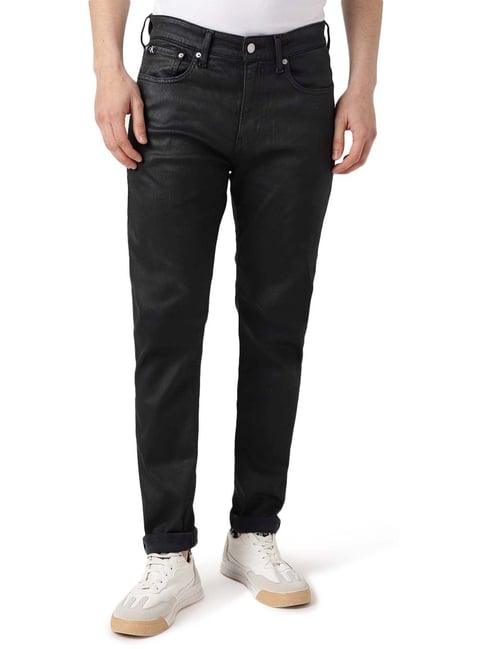 Calvin Klein Jeans Coated Black Rinse Washed Mid Rise Jeans