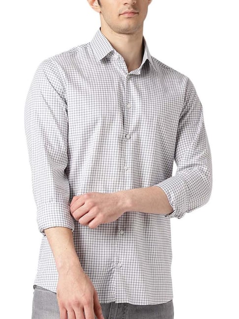 Calvin Klein Jeans Grey Tar Checks Slim Fit Shirt